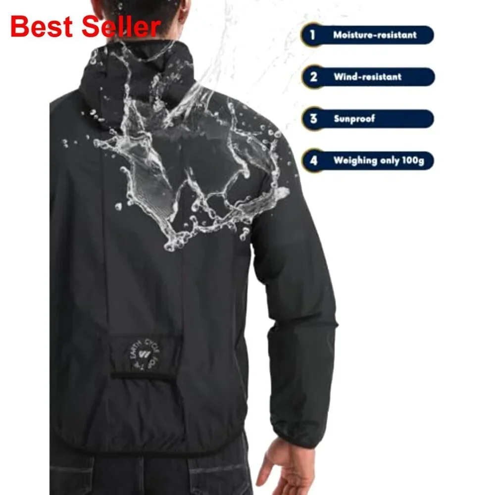 Lightweight Packable Windbreaker Jacket with Hood for Cycling Running Golf